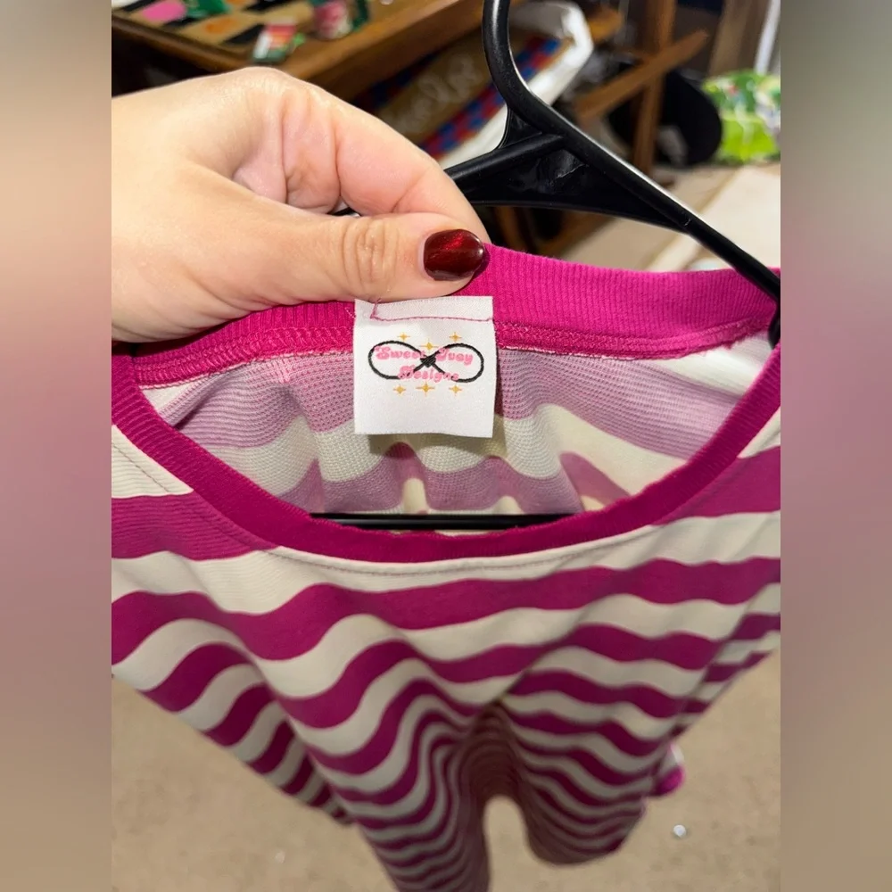 Striped Pink and White Women's Dress by Sweet Ivys Designs - Picture 2 of 4